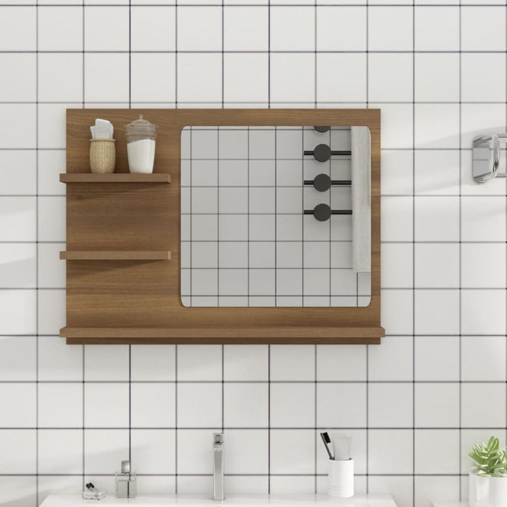 Vidaxl Kúpeľňové zrkadlo hnedý dub 60x10,5x45 cm spracované drevo